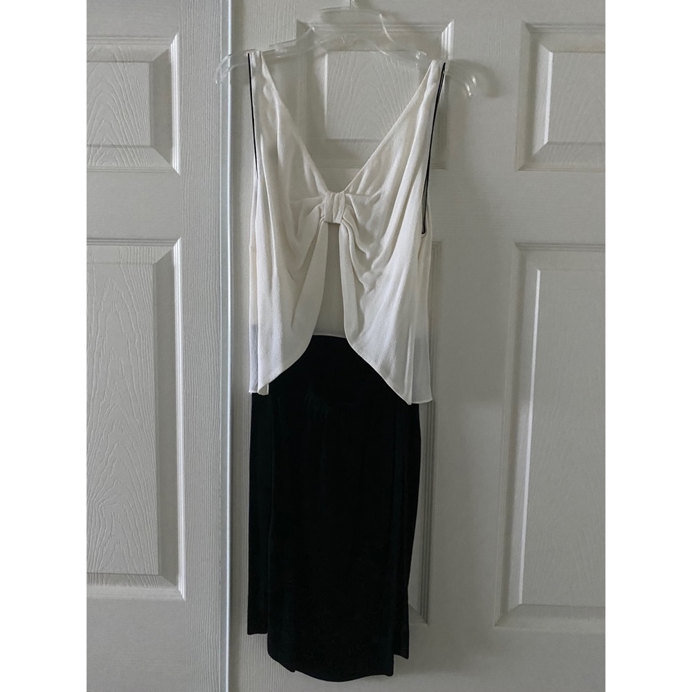 SANDRO Black and white midi dress